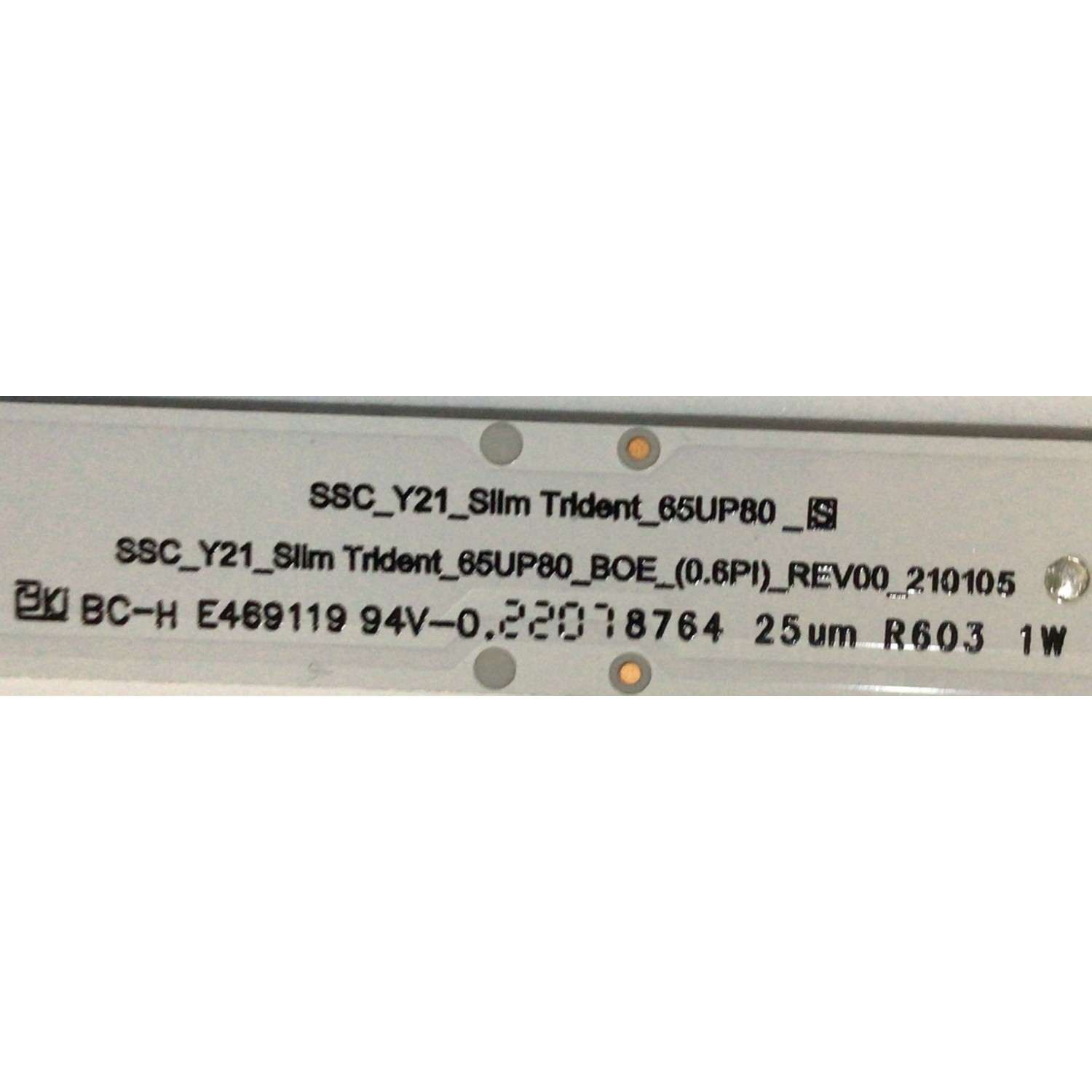 KIT DE LED'S PARA TV LG (( INCOMPLETO 7 PZ )) ORIGINAL CONSTA DE ( 8 PZ ) / NUMERO DE PARTE EAV65035301 / SSC_Y21_SLIM TRIDEN_65UP80_S / SSC_Y21_SLIM TRIDEN_65UP80_BOE_(0.6PI)_REV00_210105 / PANEL NC650TQG-ABKH7 / MODELO 65UQ7070ZUE.BUSFLKR - Imagen 3